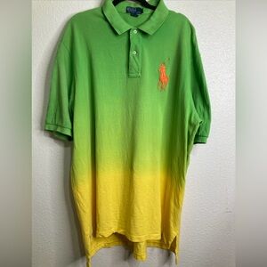 Ralph Lauren Polo Shirt Mens 2XLT Green Yellow Ombre Gradient Big Pony